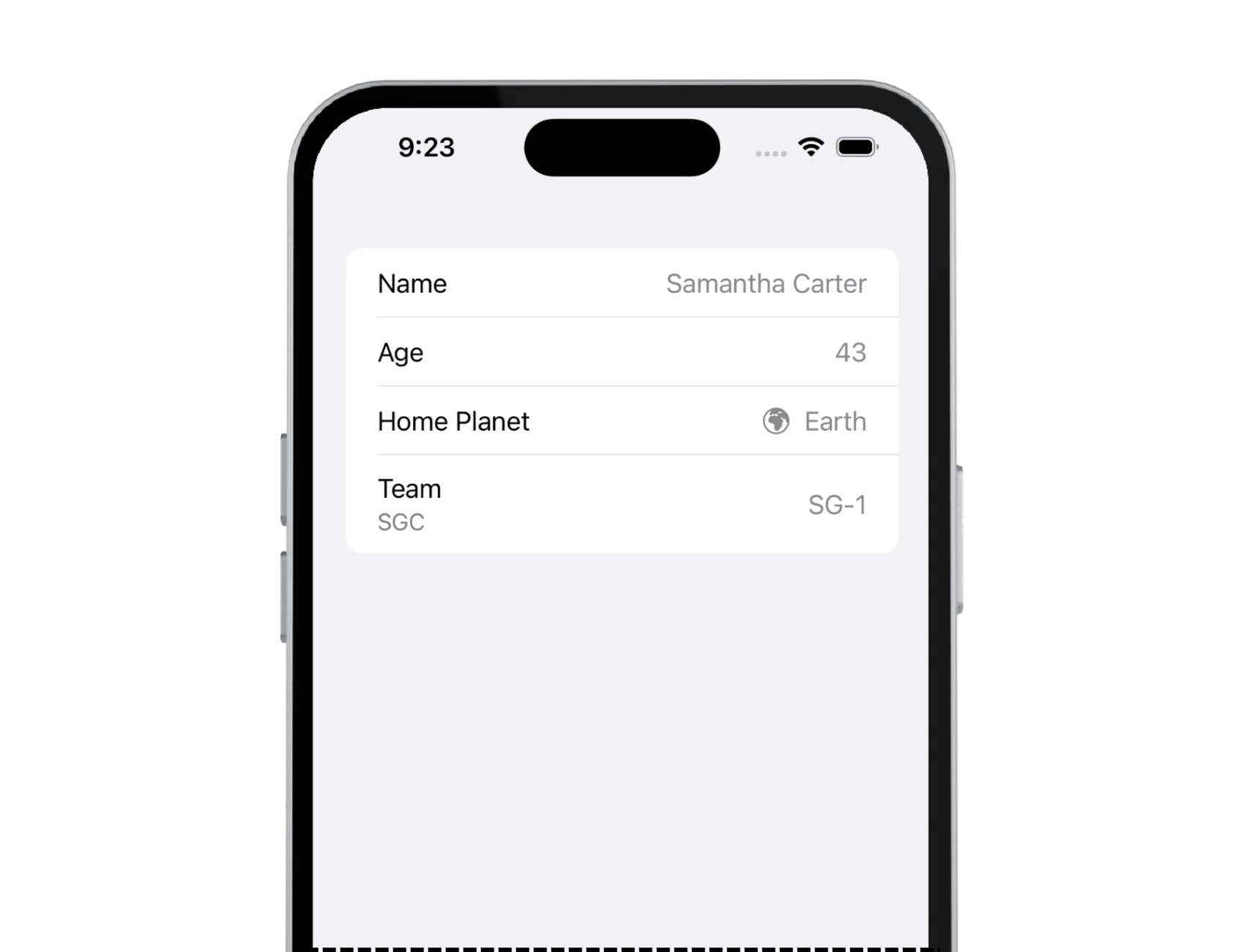 Form with custom label-value views using HStack