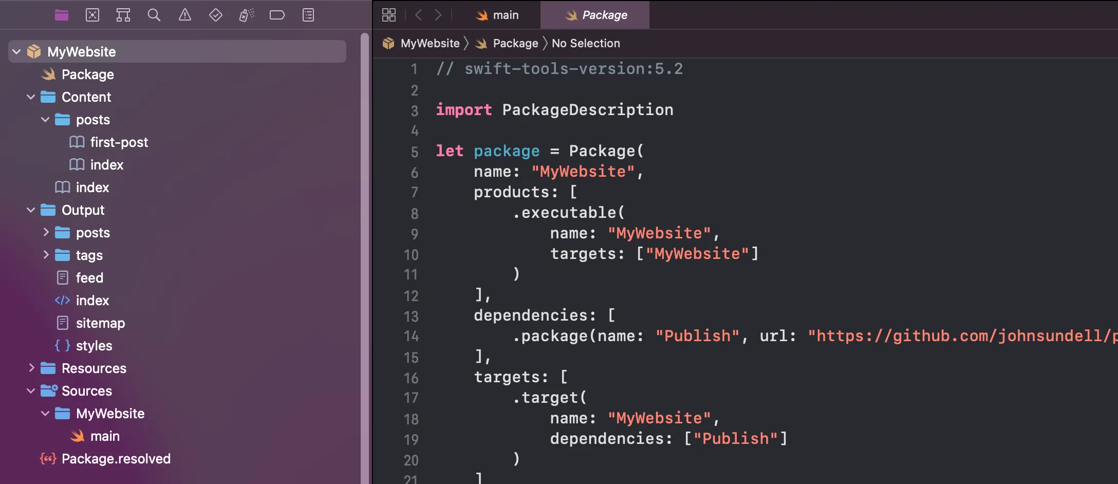 Folder structure of projects generated by Publish