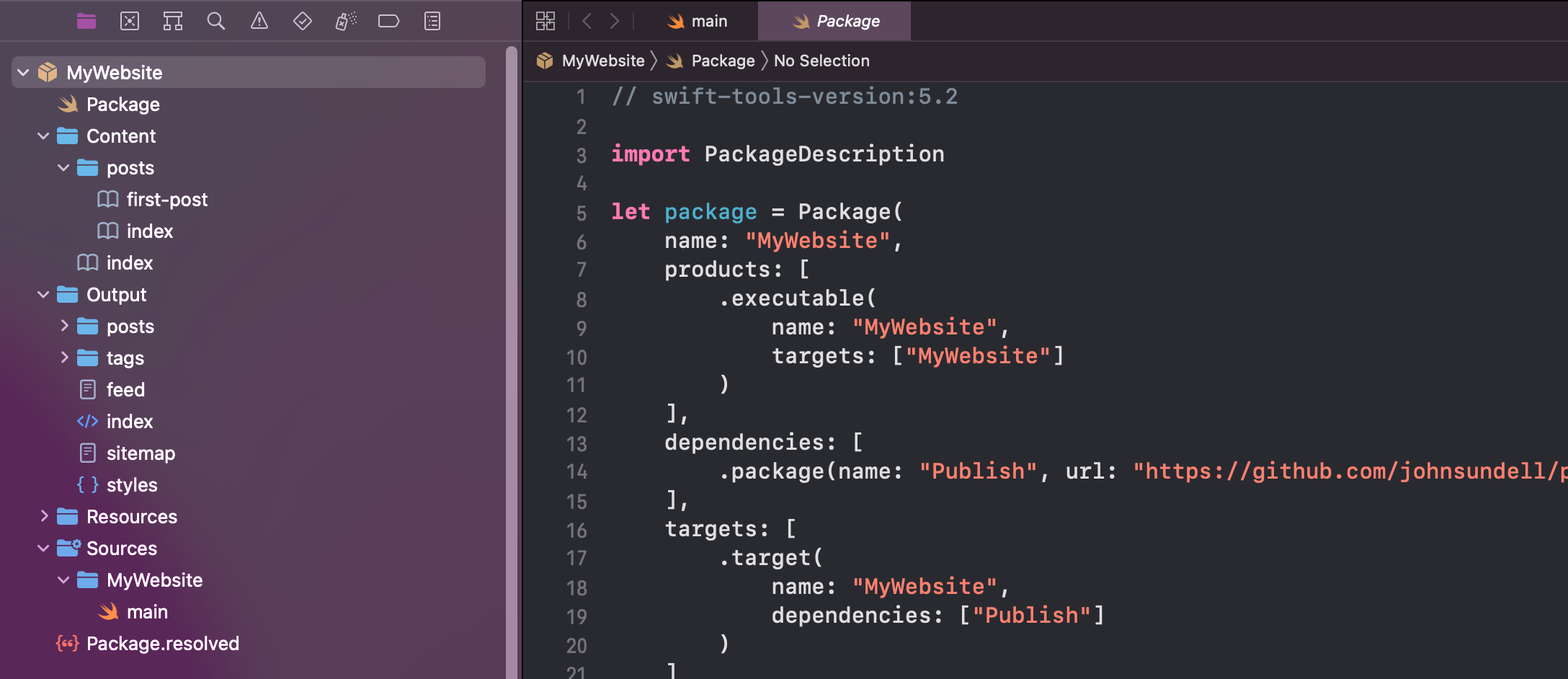 Folder structure of projects generated by Publish